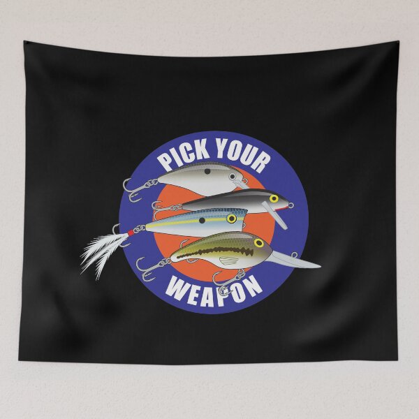 Item preview, Pick Your Weapon Fishing Lures Saying 03 Sticker designed and sold by BlueSkyTheory.