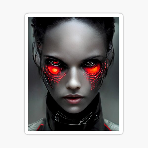 Female Sci-Fi Cyborg Sticker