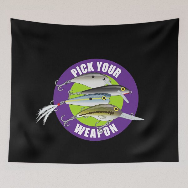 Item preview, Pick Your Weapon Fishing Lures Saying 05 Sticker designed and sold by BlueSkyTheory.
