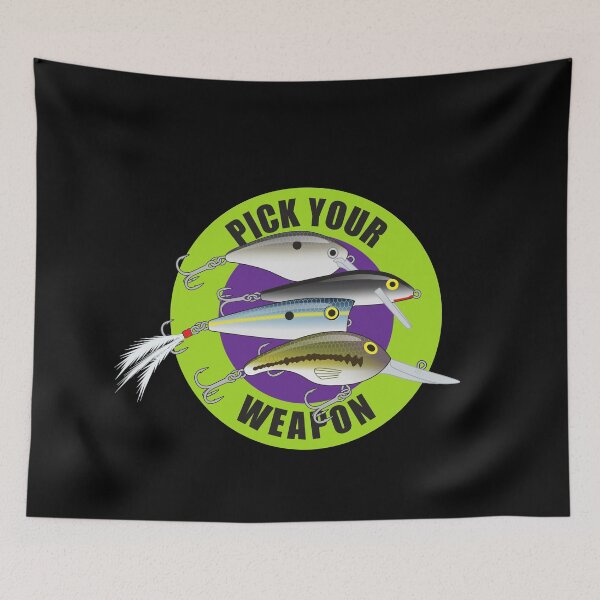 Item preview, Pick Your Weapon Fishing Lures Saying 06 Sticker designed and sold by BlueSkyTheory.
