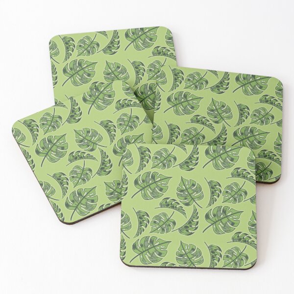 Item preview, Monstera green pattern designed and sold by kitschnklutter.