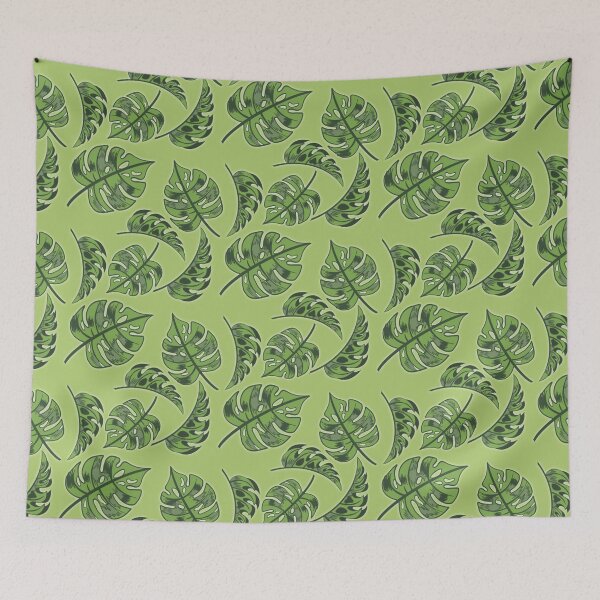 Item preview, Monstera green pattern designed and sold by kitschnklutter.