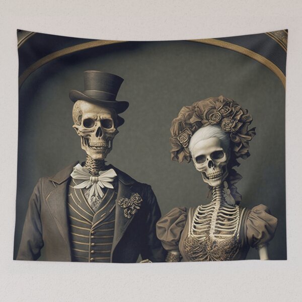 Item preview, Skeleton Couple in Love Holding Hands Valentines, Wedding, Anniversary, Birthday Funny Gift  designed and sold by CoyoteStudio.