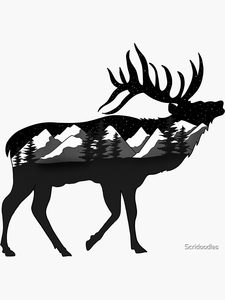 Elk Underneath the Stars by Scridoodles