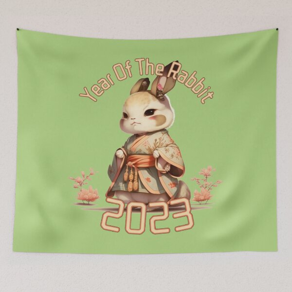 Item preview, The Year Of Rabbit 2023 Rabbit with asian Traditional Clothes designed and sold by ElvaLind.