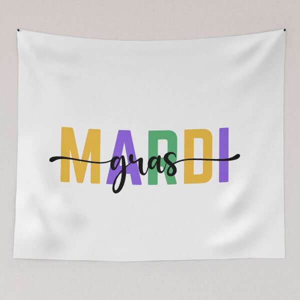 Item preview, Mardi Gras Multi colored text, minimalist, cursive gras 2 designed and sold by Escapene.