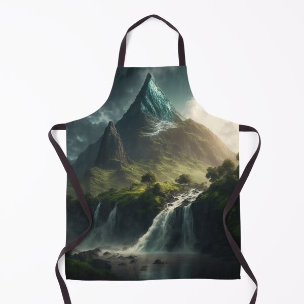 Item preview, A stunning mountain peak with a waterfall, lush vegetation and clouds designed and sold by DSAHART.