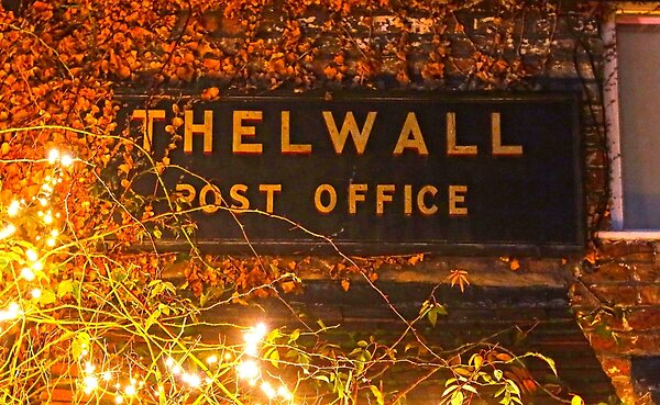 The famous Thelwall Post Office in winter, South Warrington