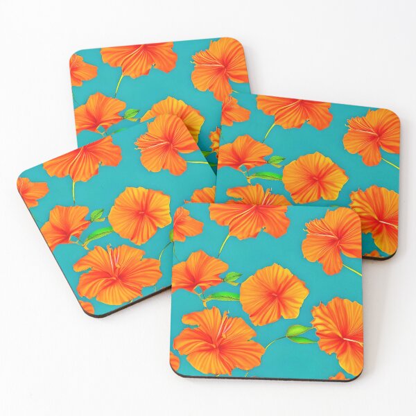 Item preview, Orange hibiscus flower pattern designed and sold by gramizzia.