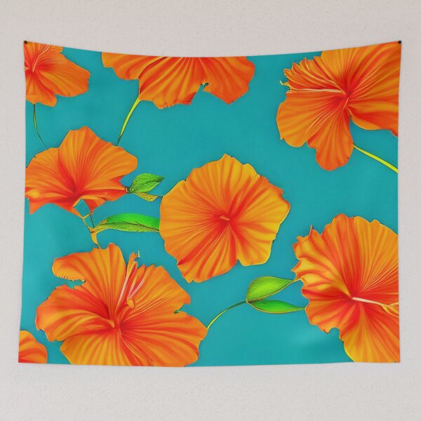 Item preview, Orange hibiscus flower pattern designed and sold by gramizzia.