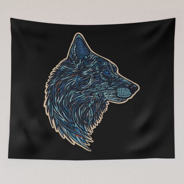 Item preview, Side profile wolf design #2 - blue version designed and sold by DaveDanchuk.