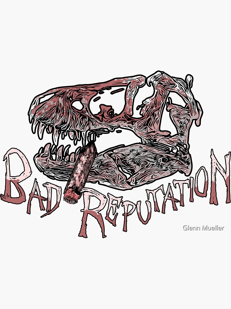 "Bad Reputation TRex Skull Light background version" Sticker for Sale