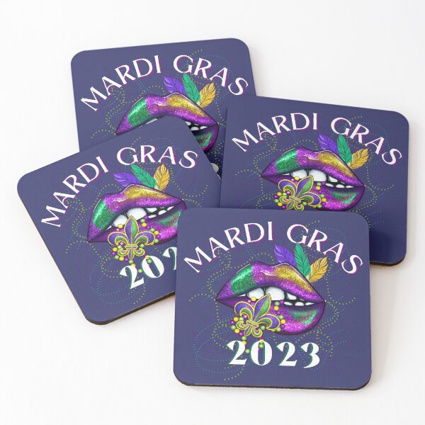 Item preview, Mardi Gras 2023 New Orleans colorful Lips, Beads and fleur de lis designed and sold by Lovemountain.