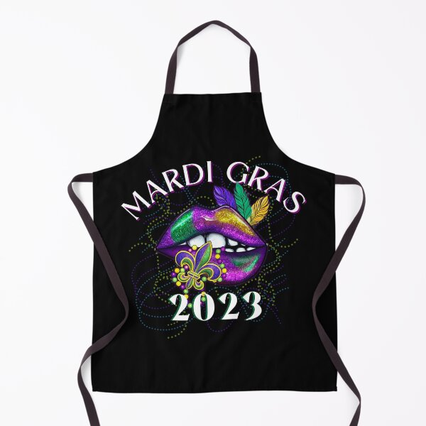 Aperçu de l'œuvre Mardi Gras 2023 Lèvres colorées de la Nouvelle-Orléans, perles et fleur de lys créée et vendue par Lovemountain.