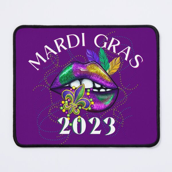 Item preview, Mardi Gras 2023 New Orleans colorful Lips, Beads and fleur de lis designed and sold by Lovemountain.