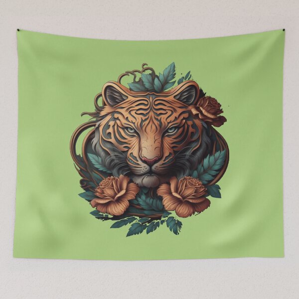 Item preview, Tiger with Flowers designed and sold by ElvaLind.