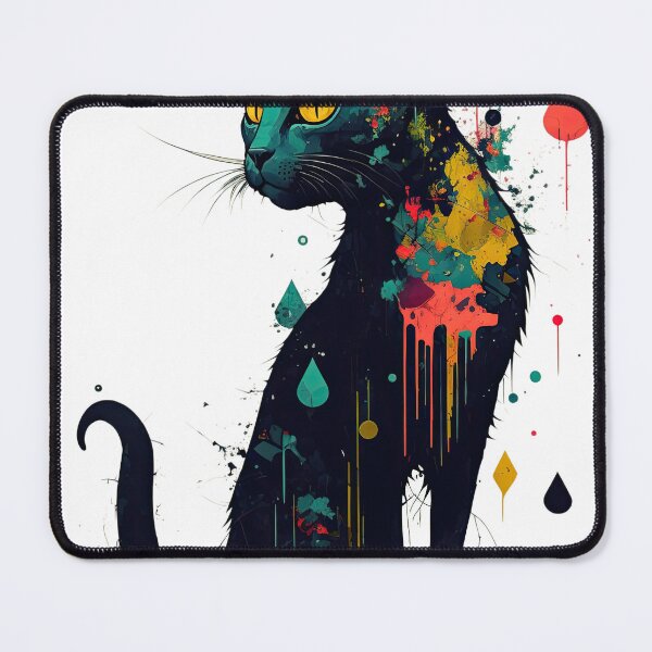 Item preview, black cat with paint dripping designed and sold by raindigitalart.
