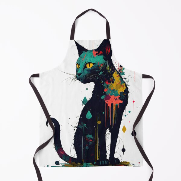 Item preview, black cat with paint dripping designed and sold by raindigitalart.
