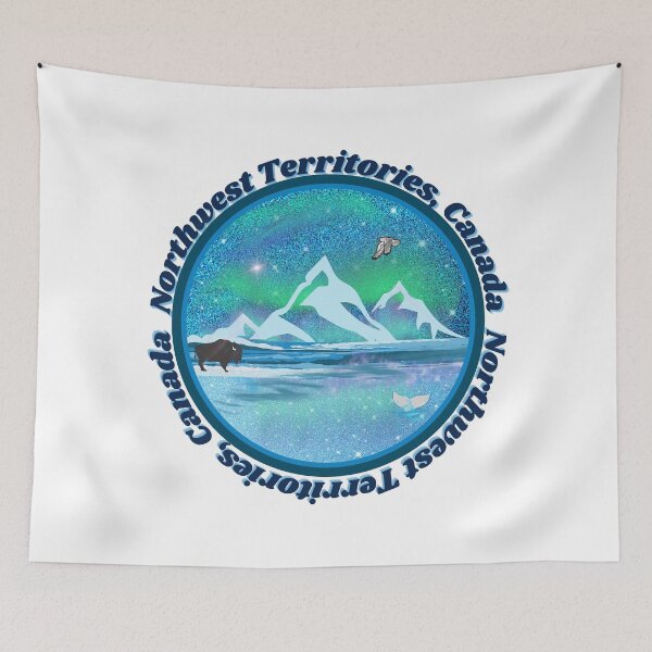 Item preview, Northwest Territories Canada Northern Lights (Aurora Borealis) scene - Bison Beluga Falcon designed and sold by Chantockey.