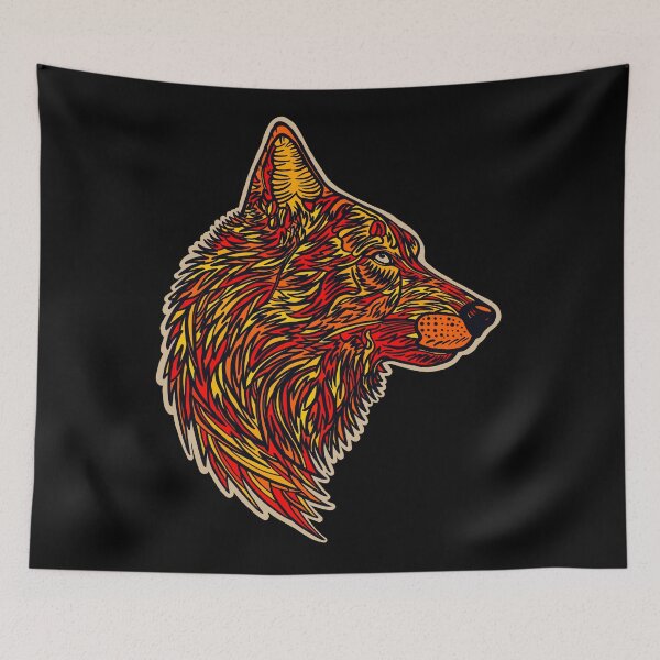 Item preview, Side profile wolf design #4 - fire version designed and sold by DaveDanchuk.