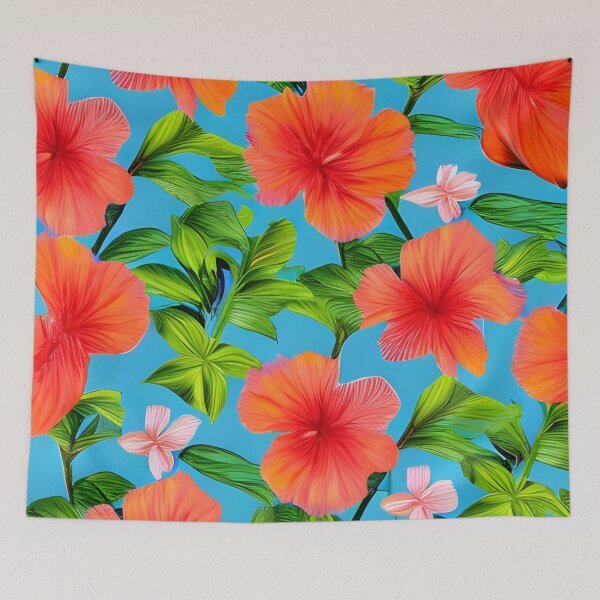 Item preview, Orange hibiscus flower pattern designed and sold by gramizzia.