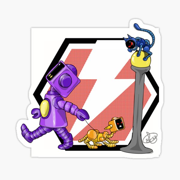 Item preview, Cute robot walking his robot dog designed and sold by Pittstop.