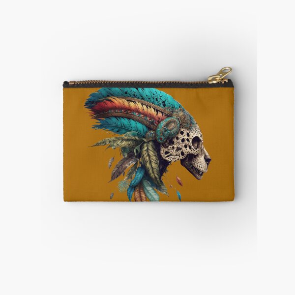 Item preview, Colourful Head of an Aztec Jaguar Warrior Skull Mexican Ancient Mythology  designed and sold by CoyoteStudio.