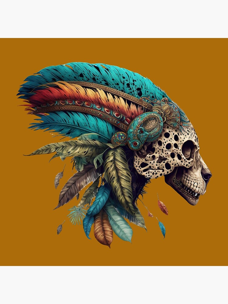 Aztec Jaguar Warrior Skull, Sticker, Decal Vinyl, Mexico