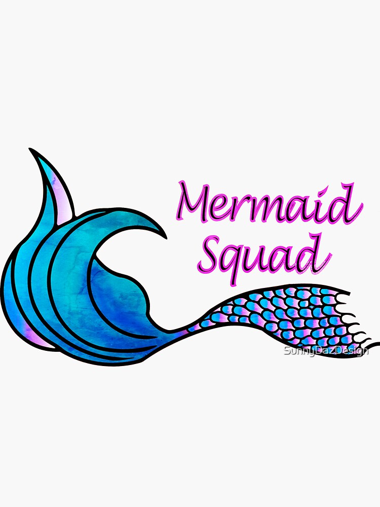 Mermaid Squad Mermaid Tail In Tie Dye Texture With Pink Letters