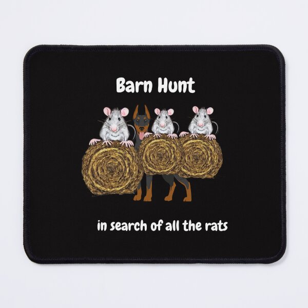 Item preview, Funny Barn Hunt - in search of all the rats with a Doberman standing behind designed and sold by Just4doglovers.