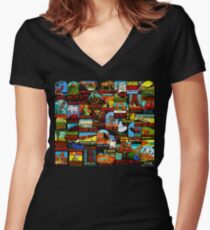 American National Parks Vintage Travel Decal Bomb Women's Fitted V-Neck T-Shirt