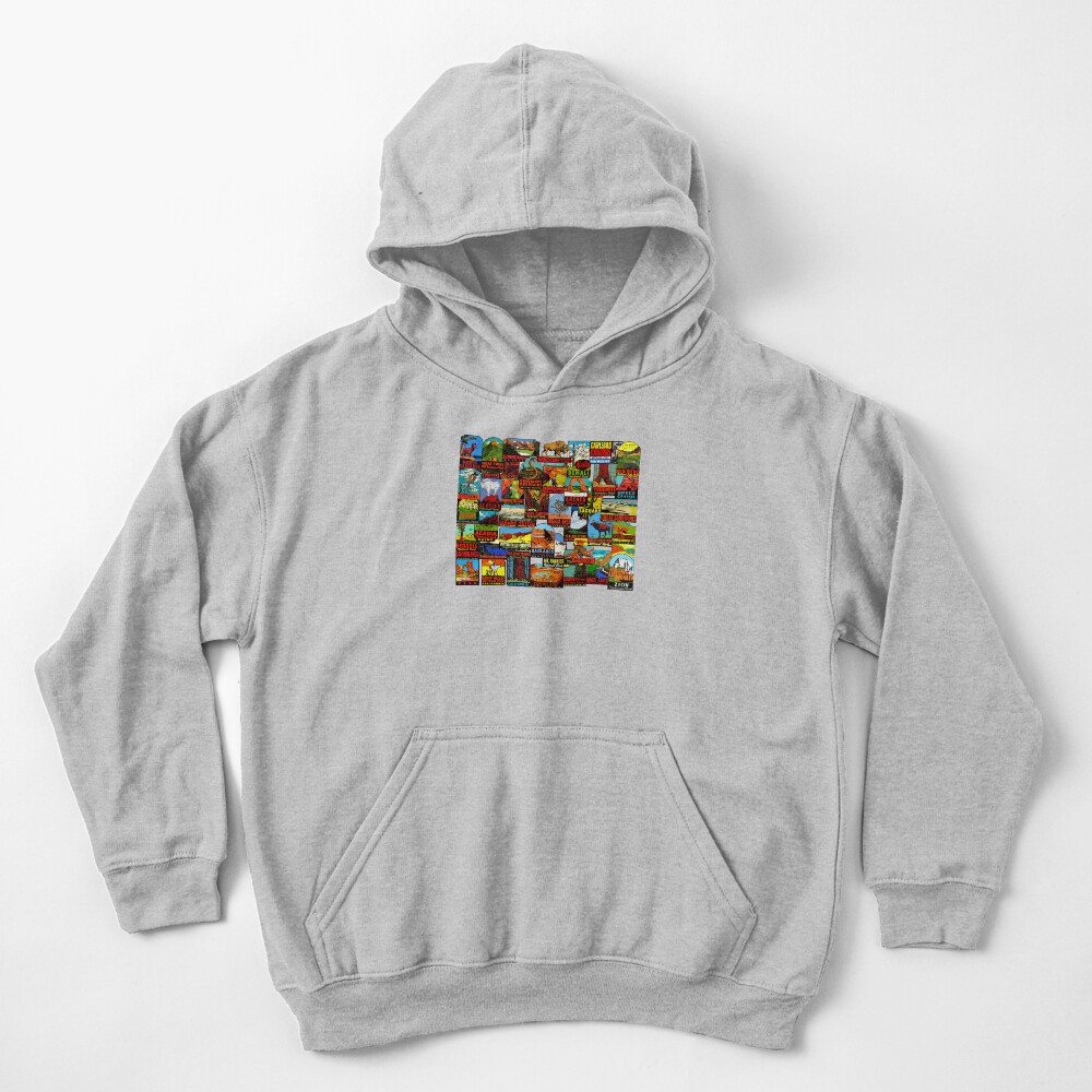 American National Parks Vintage Travel Decal Bomb Kids Pullover Hoodie