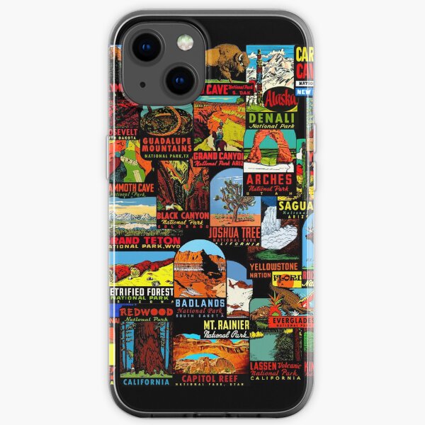 American National Parks Vintage Travel Decal Bomb iPhone Soft Case