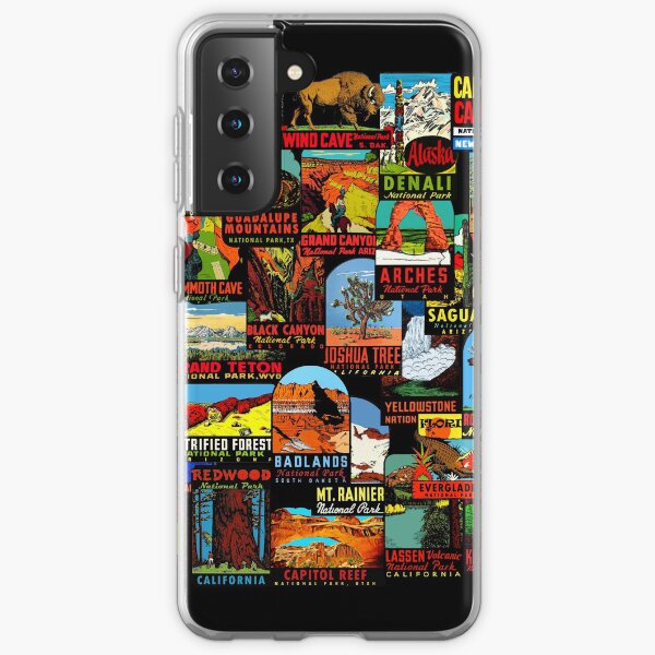 American National Parks Vintage Travel Decal Bomb Samsung Galaxy Soft Case