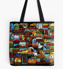 American National Parks Vintage Travel Decal Bomb Tote Bag