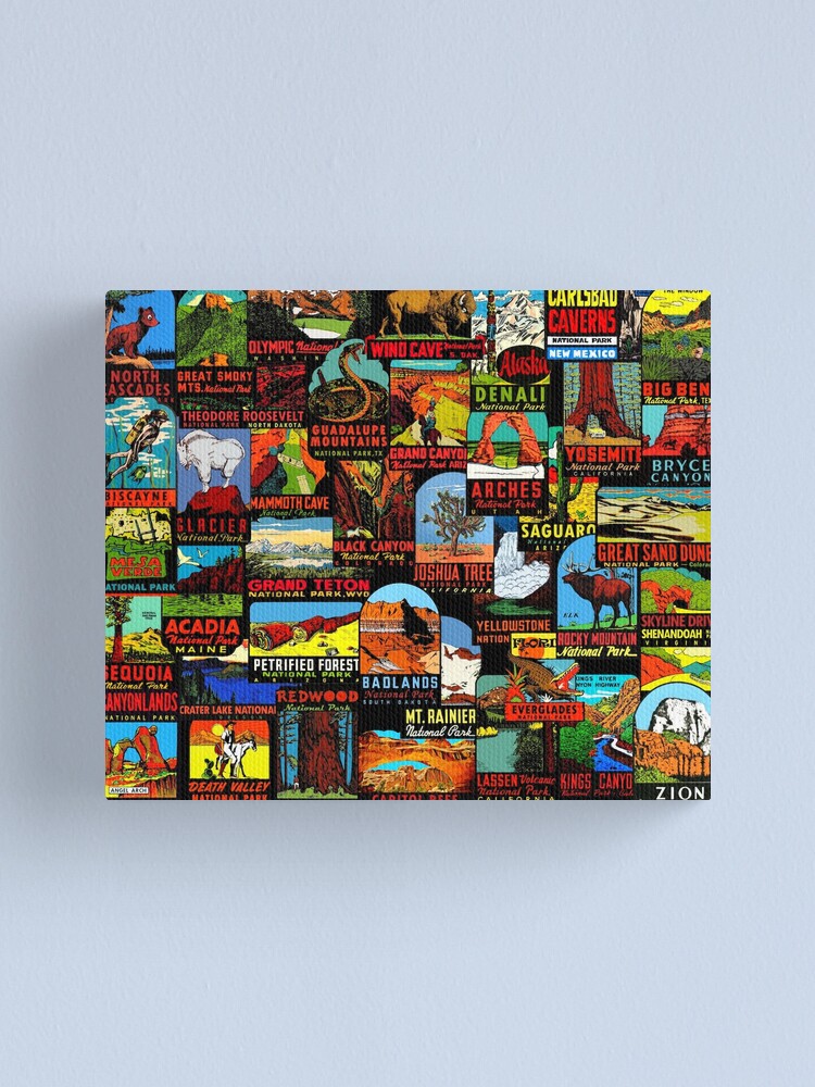 Alternate view of American National Parks Vintage Travel Decal Bomb Canvas Print