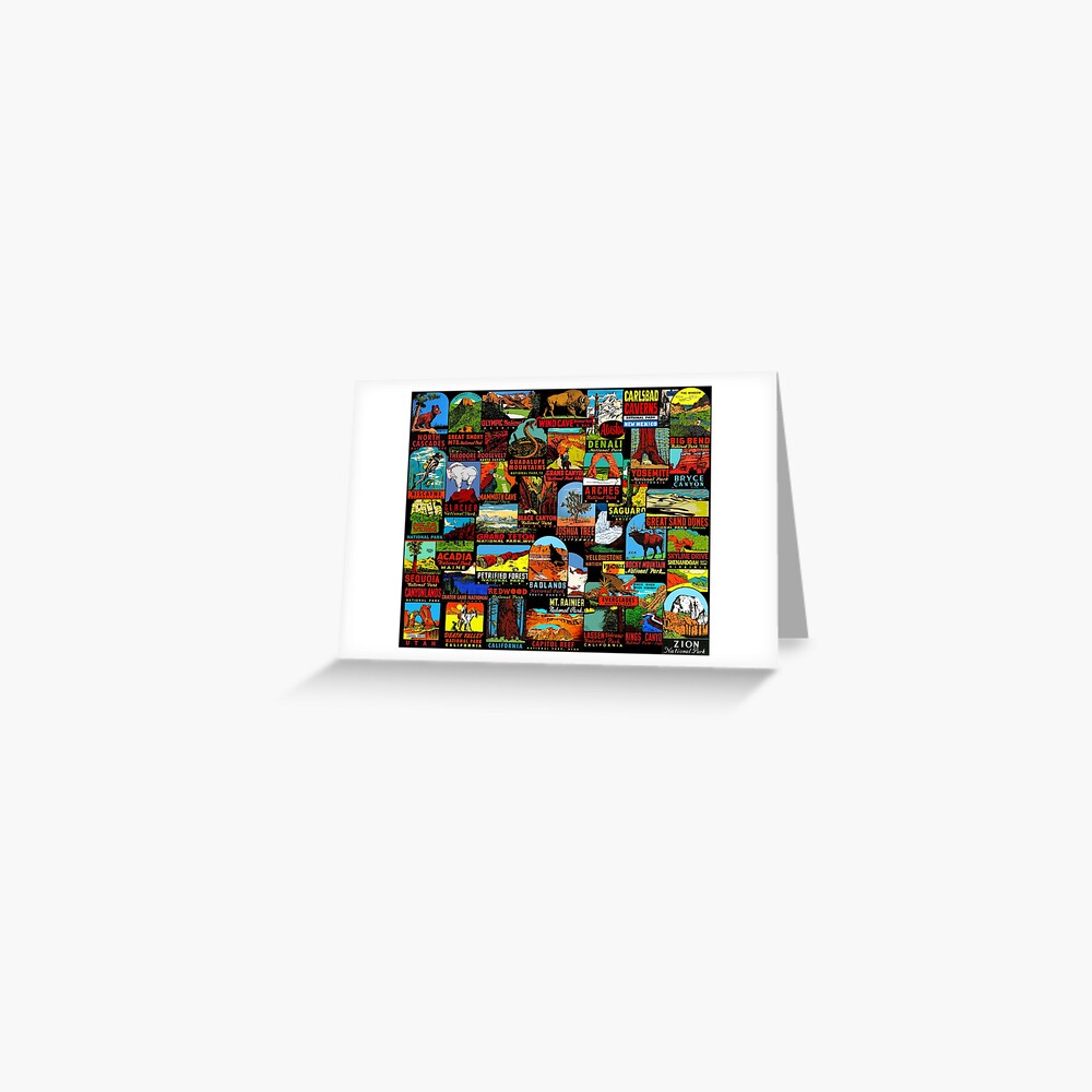 American National Parks Vintage Travel Decal Bomb Greeting Card