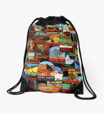 American National Parks Vintage Travel Decal Bomb Drawstring Bag