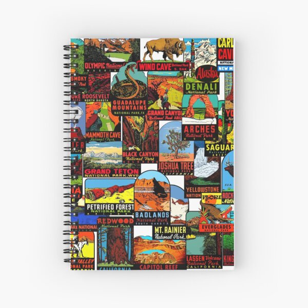 American National Parks Vintage Travel Decal Bomb Spiral Notebook