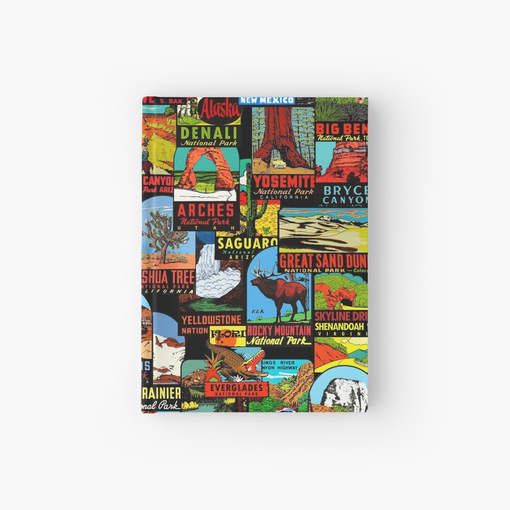 American National Parks Vintage Travel Decal Bomb Hardcover Journal