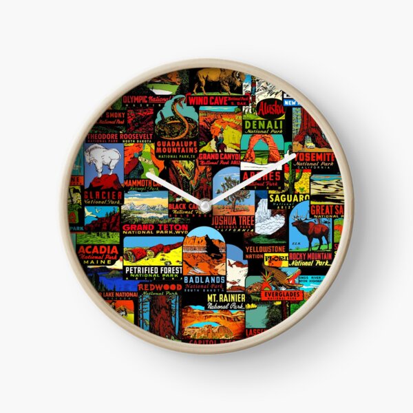 American National Parks Vintage Travel Decal Bomb Clock