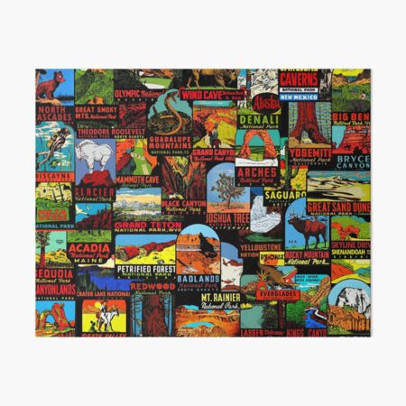 American National Parks Vintage Travel Decal Bomb Art Board Print