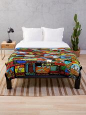 American National Parks Vintage Travel Decal Bomb Throw Blanket