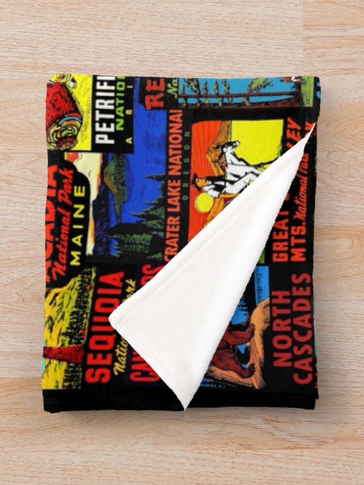 Alternate view of American National Parks Vintage Travel Decal Bomb Throw Blanket