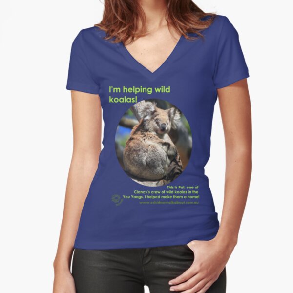 I'm helping wild koalas - Pat Fitted V-Neck T-Shirt