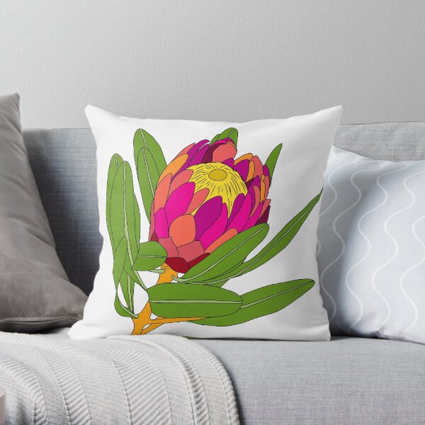 Bright Protea Throw Pillow