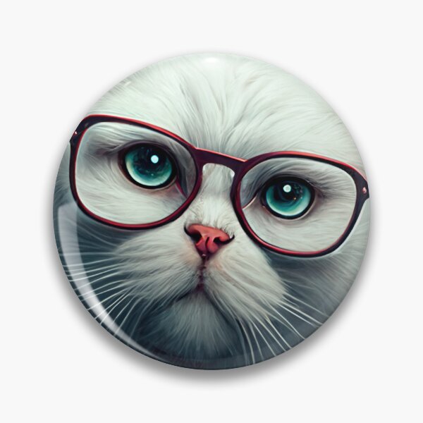 Item preview, Cute White Cat with Glasses designed and sold by madlopt.
