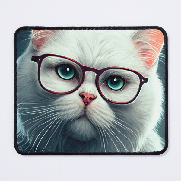 Item preview, Cute White Cat with Glasses designed and sold by madlopt.