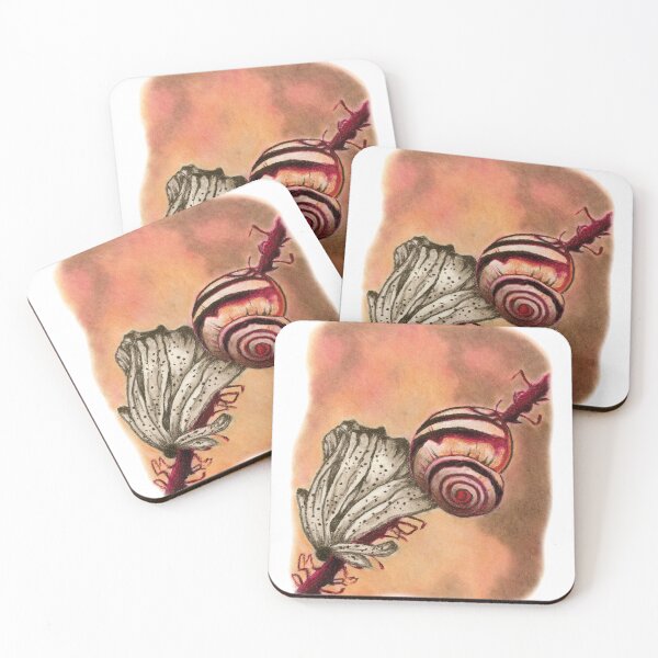 Item preview, Red snail and flower designed and sold by KnowingWonder.