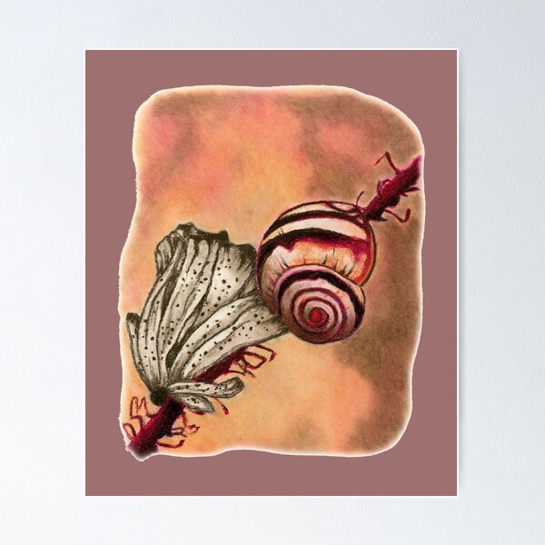 Item preview, Red snail and flower designed and sold by KnowingWonder.